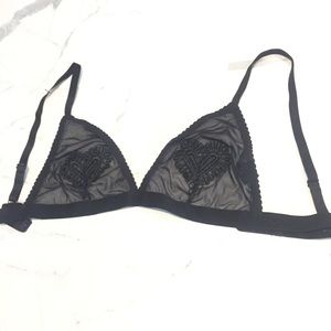 Black Sheer Bralette mesh heart Burlesque bra